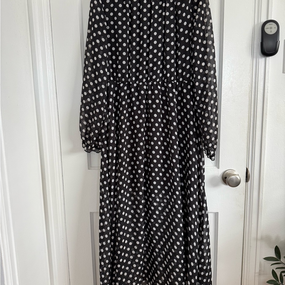Polka Dot Maxi Dress - Black and White